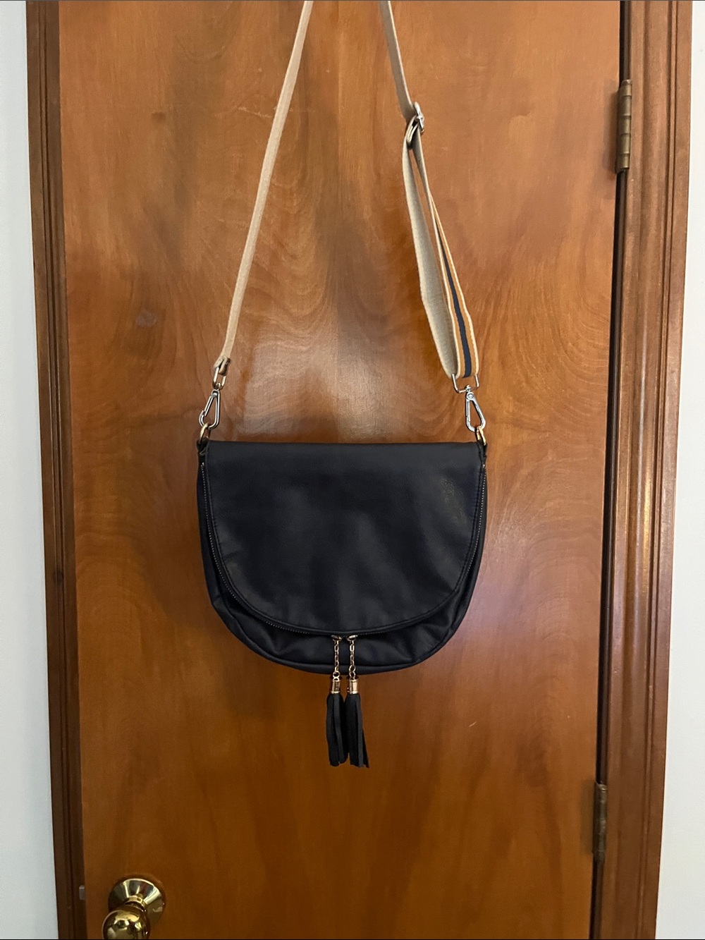 Navy vegan cross body